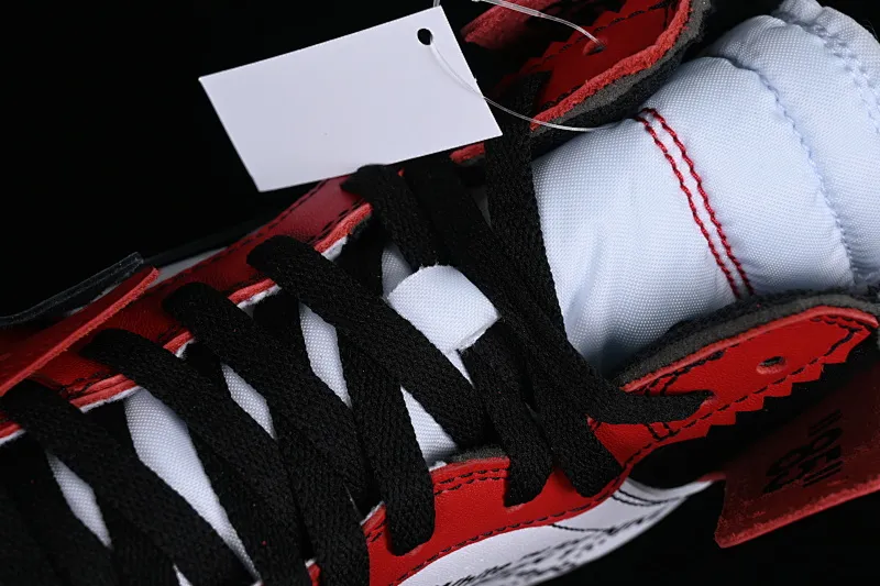 All categories Air Jordan Jordan series basketball shoes Air Jordan 1 High LJR version Off White x Air Jordan OW AJ1 Joe 1 joint white and red high-top basketball shoes AA3834-101